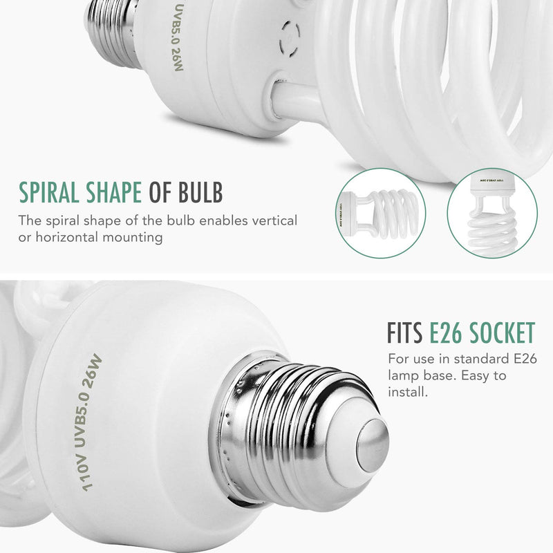 [Australia] - Simple Deluxe 26W Compact Fluorescent Lamp UVB Reptile Light Bulb for Reptiles Pet 26W UVB5.0 Bulb 