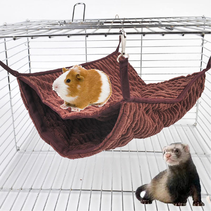 Small Animal Hammock, Ferret Hammock Bed, Hammock and Tunnel Cage Suit for Rat,Hamster, Squirrel, Sugar Glider, Guinea Pigs Ferret Accessories,Hanging Hideout Tunnel Tube Toy for Cage (Coffee) Coffee - PawsPlanet Australia