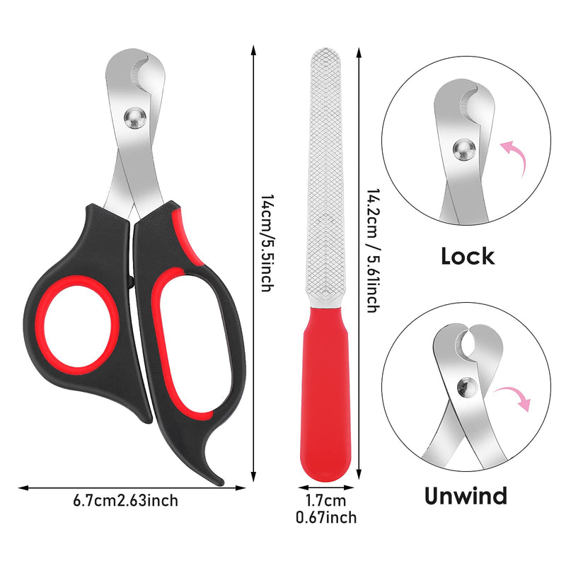 Cobee Cat Claw Clippers, Professional Claw Clippers + Pet Nail File for Kittens, Stainless Steel Cat Claw Clippers, Scissor Trimmer Set for Small Animals, Puppies, Hamsters, Birds (Black+Red) - PawsPlanet Australia