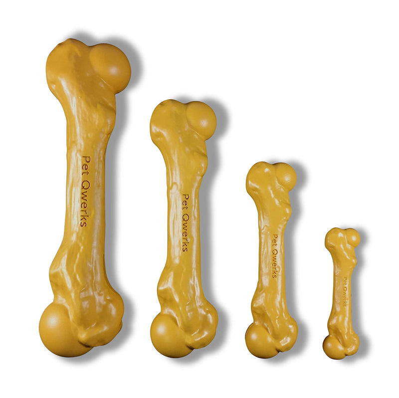 Pet Qwerks Zombie NYLON BarkBone - Chew Toy for Aggressive Chewers, Tough Durable Extreme Power Chewer Bone | Made in USA -  Available in 2 Flavors and 4 Sizes Cheddar Cheese Small - PawsPlanet Australia