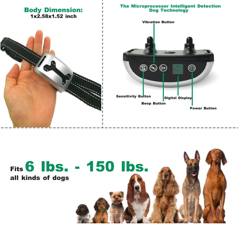 [Australia] - ZELVAH Rechargeable No Bark Collar - Beep/Vibration/No Shock Collar for Small, Medium, Large Dogs-7 Sensitivity Levels / 100% Waterproof/Reflective Strap 