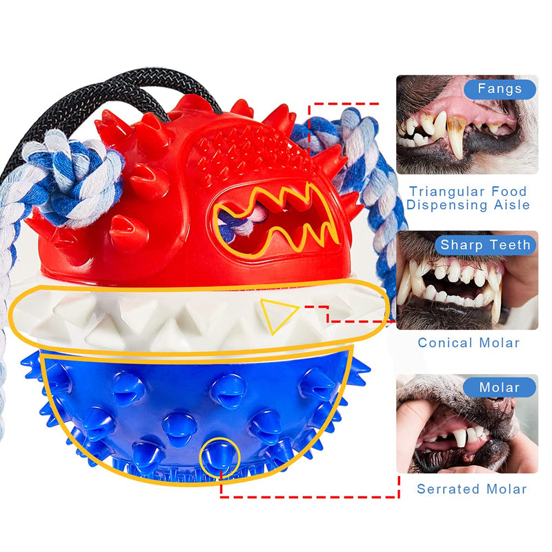 FREEAGLE Dog Toys for Aggressive Chewers, Suction Cup Dog Chew Toys, Interactive Tug of War Toy, Pet Molar Bite Squeaky Ball Puzzle Toys, Puppy Chew Rope for Teeth Cleaning and Food Dispensing - PawsPlanet Australia