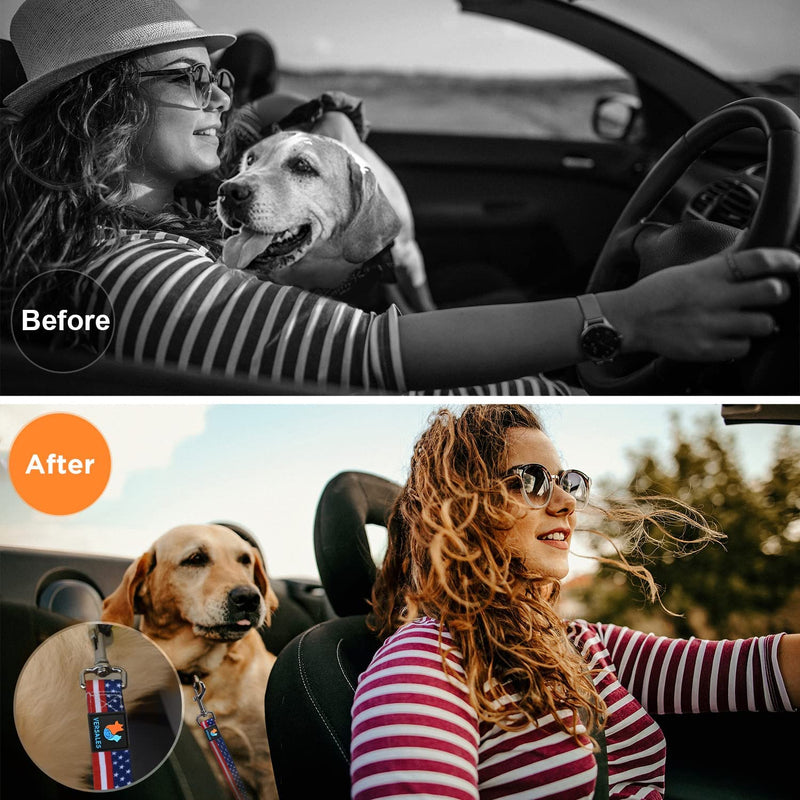 VERSALES Dog Seatbelt, Dog Seat Belt, Adjustable Dog Car Seat Belt Harness for Dogs, Reflective Dog Seatbelt Tether for Travel Use American Flag(2 Pack) - PawsPlanet Australia
