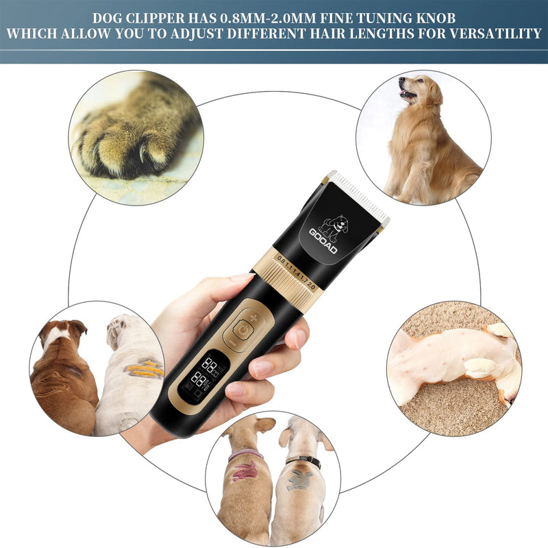 GOOAD Dog Grooming Clippers , Dog Hair Clippers Low Noise 4-Speed Rechargeable Cordless Electric Quiet Dog Grooming Kit , Dog Nail Clippers Professional Pet Hair Trimmers Shaver Shears ,for Dogs Cats Black - PawsPlanet Australia