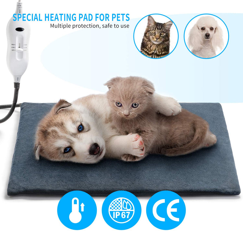 Boderrio Pet Heating Pad, Electric Heating Pad for Dogs and Cats Indoor Warming Mat with Auto Power Off 17.7*17.7inch - PawsPlanet Australia