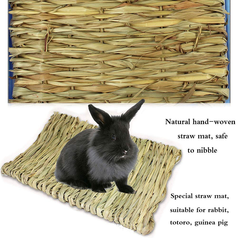 [Australia] - Rabbit Bunny Mat,3 Pack Grass Mat Natural Straw Woven Bed Mat for Small Animal Bunny Bedding Nest Chew Toy Bed Play Toy for Guinea Pig Parrot Rabbit Bunny Hamster Rat 