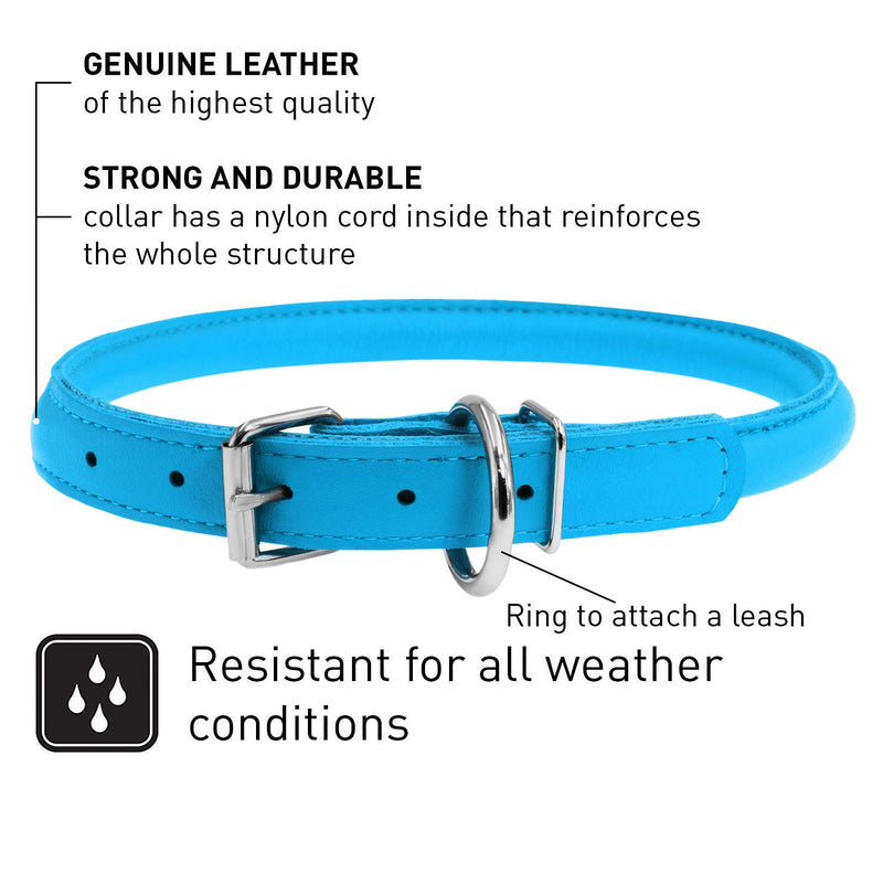 [Australia] - WAUDOG Rolled Leather Dog Collars for Large Dogs - Extra Large Dog Collar - Dog Collars for Large Dogs Heavy Duty - Dog Collar for Large Dogs Plus 20 4/5" - 24" Neck * 1/2" Wide Blue 