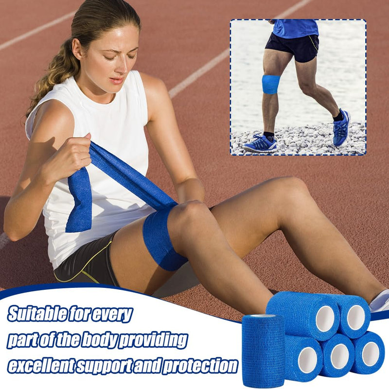 Self-adhesive bandage, 6 rolls of bandage, self-adhesive elastic bandage, adhesive bandage, cohesive adhesive bandage for cats, dogs, horses and people, blue 7.5 cm x 4.5 m - PawsPlanet Australia