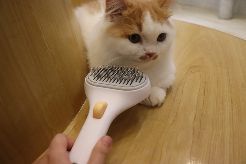 Donotu Cat Brushes for Domestic Cats, Cat Brush for Shedding Long or Short Haired Cats, Self-Cleaning Slicker Brush for Large, Medium and Small Dogs, Pet Grooming Tool Single Head Grey - PawsPlanet Australia
