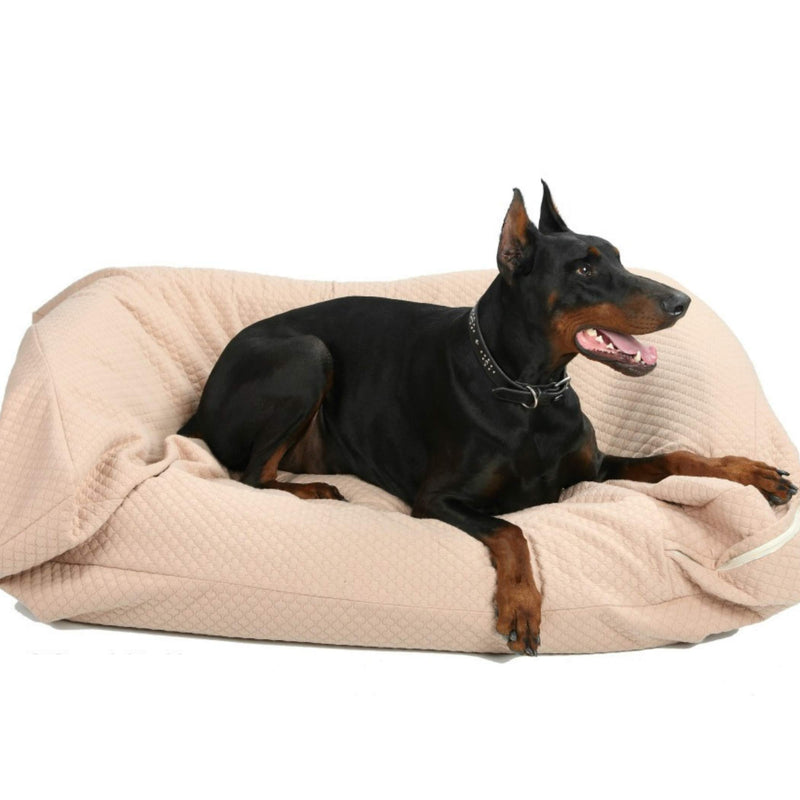 4Knines Luxury Dog Bed Cover - USA Based - Premium Durable Quilted Waterproof Heavy Duty Material Medium Tan - PawsPlanet Australia