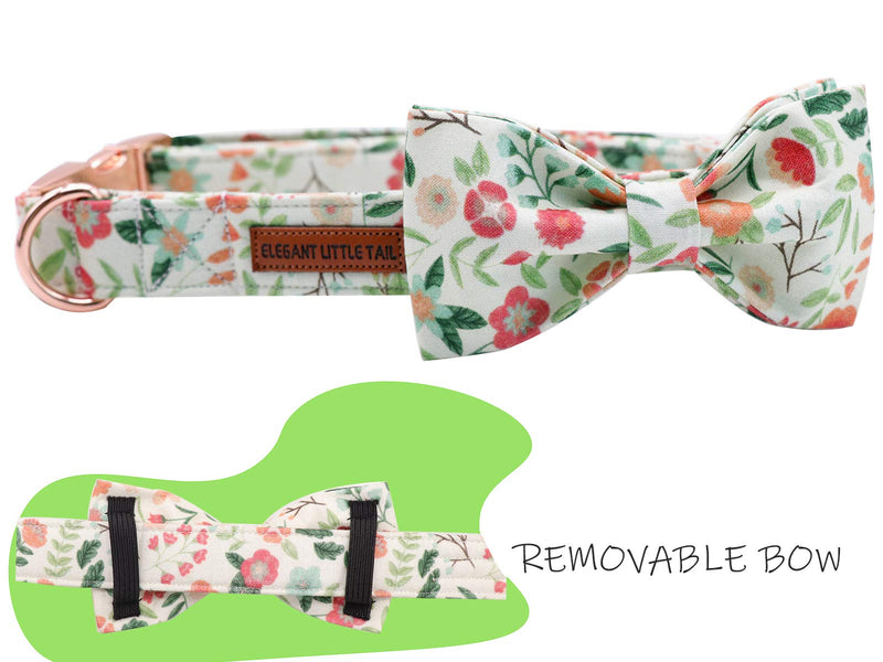 Elegant little tail Dog Collar with Bow, Comfotable Dog Bowtie, Bowtie Dog Collar Adjustable Dog Collars for Small Medium Large Dogs and Cats X-Large (Pack of 1) Green flower - PawsPlanet Australia