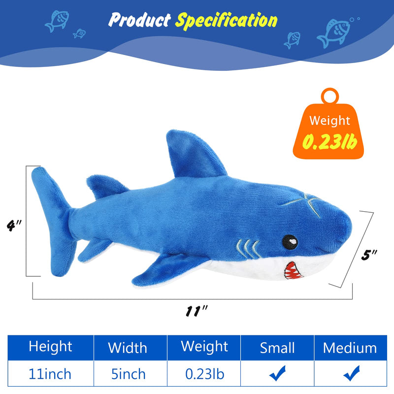 Pawaboo Dog Toy, Rechargeable Shark Shape Plush Dog Toy with Crinkle Paper Squeaky Toy Interactive Dog Toy for Small and Medium Dogs Game Training Stress Relief Blue Sharks Blue - PawsPlanet Australia