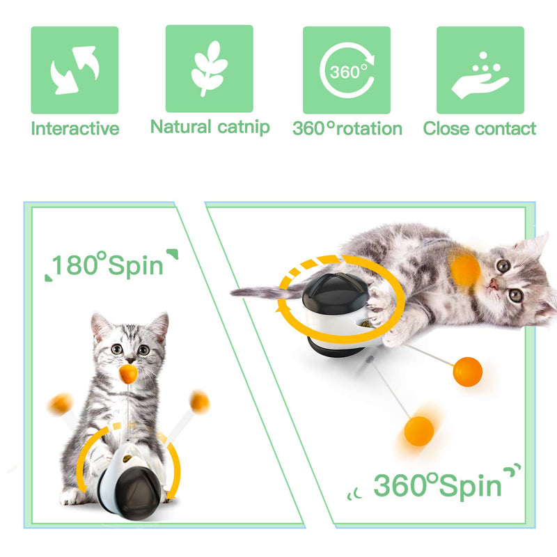 [Australia] - WOSTEE Cat Toys Kitten Toys for Indoor Cats, Interactive Catnip Toys with 180 Degree Self Rotating Ball Toy, Balance Swing Toy for Cat Kitty Exercise Chasing Puzzle Toys 