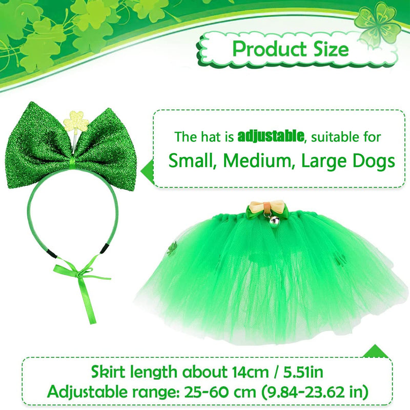 St Patrick's Day Dog Costume, Puppy Clover Bow tie Headband Green Dress Skirt Outfit, Pet Shamrock Irish Bandana Triangle Bibs Scarf Skirt for Small Medium Dogs Cats Dress Up (Clover Headband) clover headband - PawsPlanet Australia