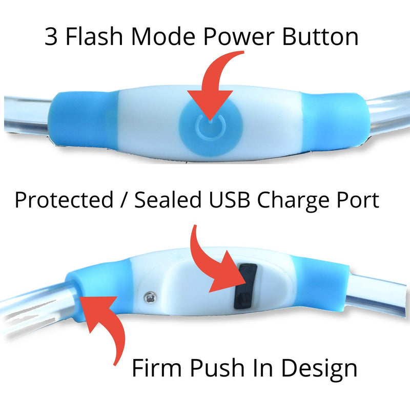 Atlecko Ultra Bright USB Rechargeable Light Up LED Dog Collar & LED Harness Collar Light - Cut To Fit Any Size - PawsPlanet Australia