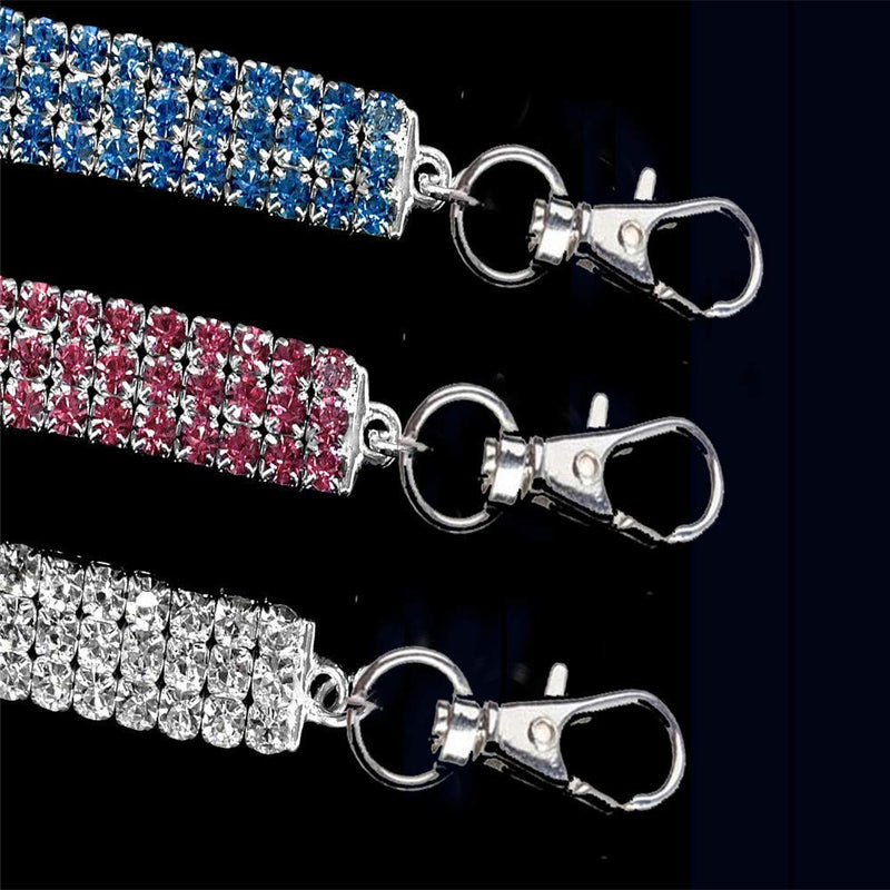 Dogs Kingdom Amazing 3 Rows Rhinestones Necklace Pet Cat Dog Collar Bling Rhinestone Bone Jewelry Party Wedding Accessories S:8-10" neck Dark Blue - PawsPlanet Australia