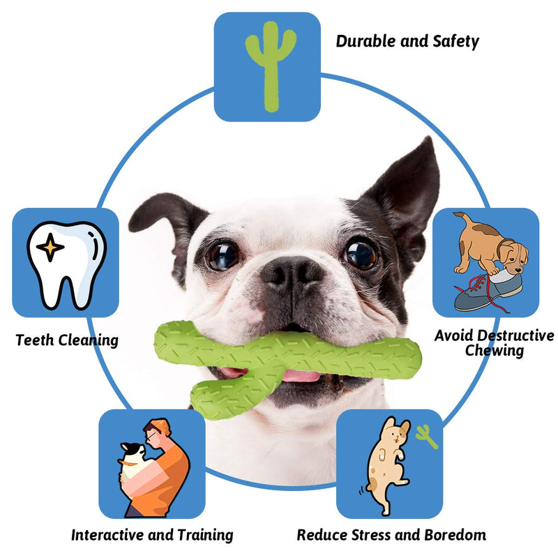 MewaJump Dog Chew Toys, Durable Rubber Dog Toys for Aggressive Chewers, Cactus Tough Toys for Training and Cleaning Teeth, Interactive Dog Toys for Small/Medium Dog Green Cactus - PawsPlanet Australia