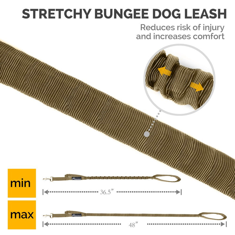 [Australia] - OutdoorMaster Bungee Dog Leash, Improved Dog Safety & Comfort Advanced: Tan 