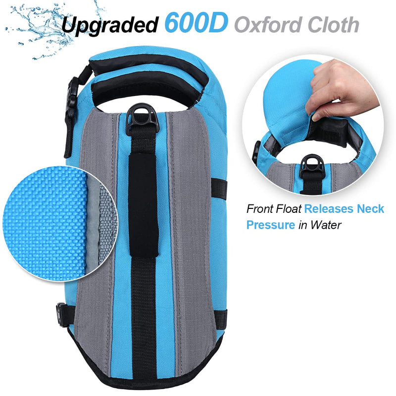 Vivaglory Dog Life Jacket Adjustable Buckle Dog Safety Vest Pet Lifesaver Coat, Extra Small, Blue XS: 35-43cm (Ribcage Girth) - PawsPlanet Australia