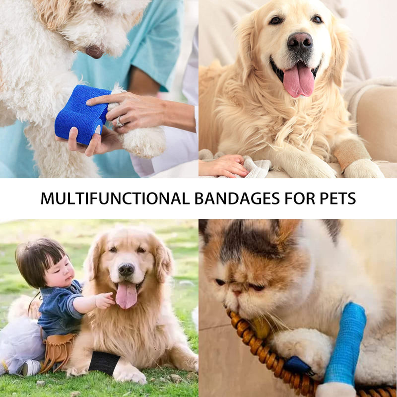 WUGU 12 rolls of self-adhesive bandage, 7.5 cm x 4.5 m adhesive bandage, elastic self-adhesive bandage, cohesive bandage, suitable for stretch athletes, wrist, feet, finger plasters, 12 pieces - PawsPlanet Australia
