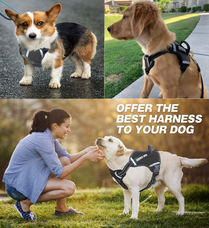 Cymiler Dog Harness,No-Pull Service Dog Harness with Handle,Adjustable Comfort Pet Dog Vest Harness for Outdoor Walking,3M Reflective Vest Easy Control for Small Medium Large Breed X-Small (Pack of 1) Black - PawsPlanet Australia