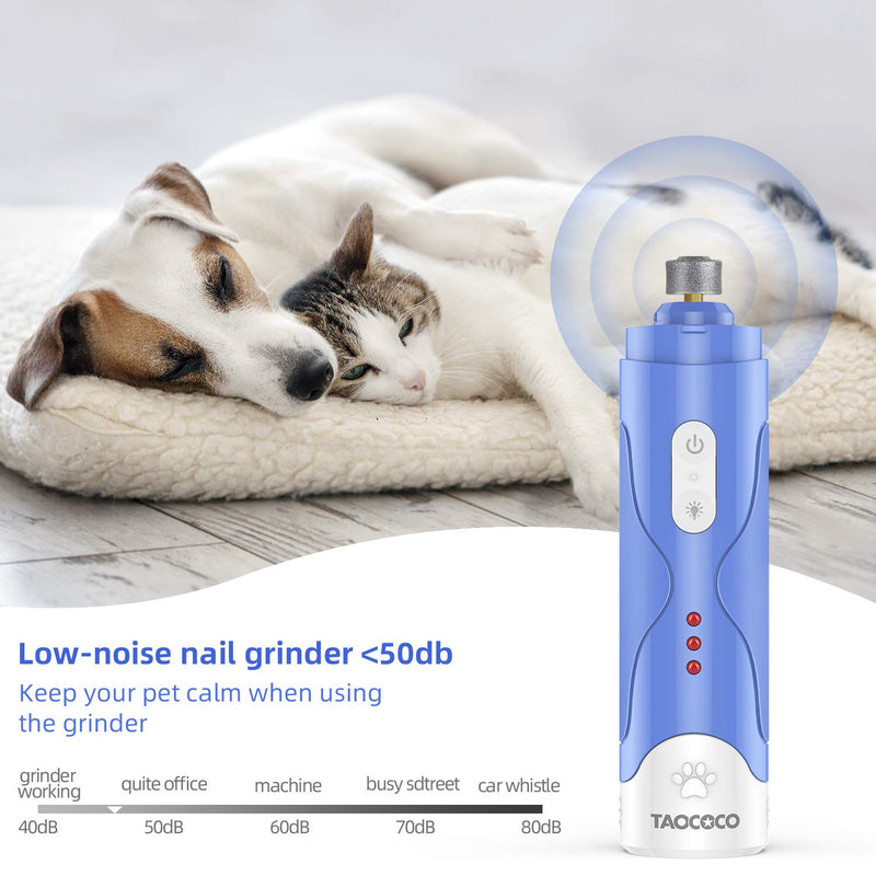 [Australia] - TAOCOCO Dog Nail Grinder, Build-in LED Light Rechargeable 3-Speeds Powerful Electric Pet Nail Trimmer, Low Noise Painless Dog Paw Trimmer Claw Care Grooming for S/M/L Dogs Cats with Clipper and File 