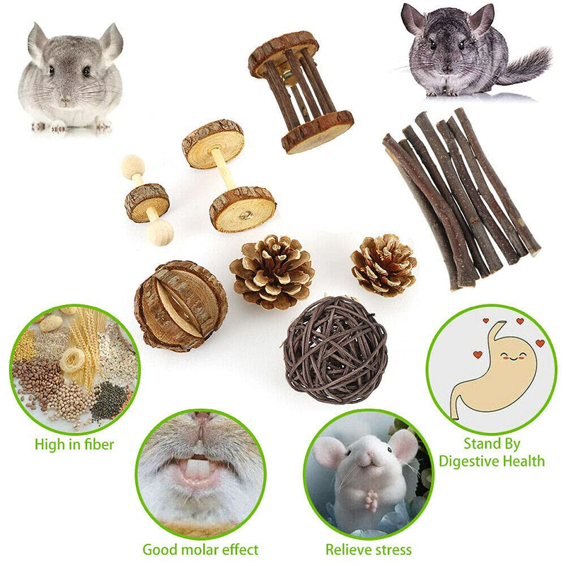 NganSuRong Wooden Hamster Chew Toy 12Pcs Climbing Ladder Sticks Twigs Rabbit Guinea Pig Animal Mouse Chinchilla Rat Gerbil Play Treat Exercise Roller Teeth Care - PawsPlanet Australia