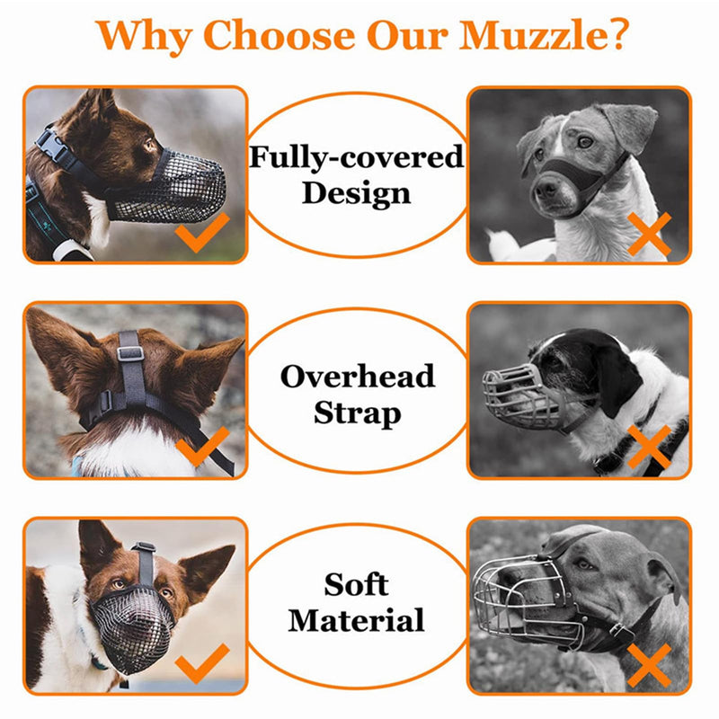 Breathable muzzle for medium-sized dogs, safe muzzle for dogs, adjustable and secure dog muzzle for comfortable wearing, ideal for training, walks and veterinary visits (size L). - PawsPlanet Australia