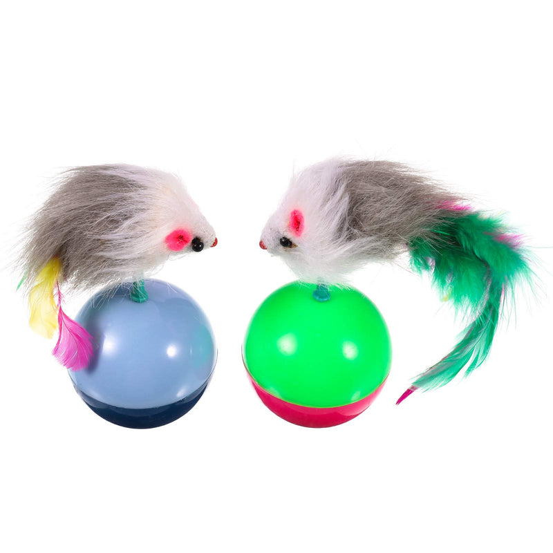 FANTESI 2 Pcs Cat Toy Ball, Kitten Funny Ball Interactive Cat Toy Ball Mice Toy Ball for Cat (Randdom color) - PawsPlanet Australia