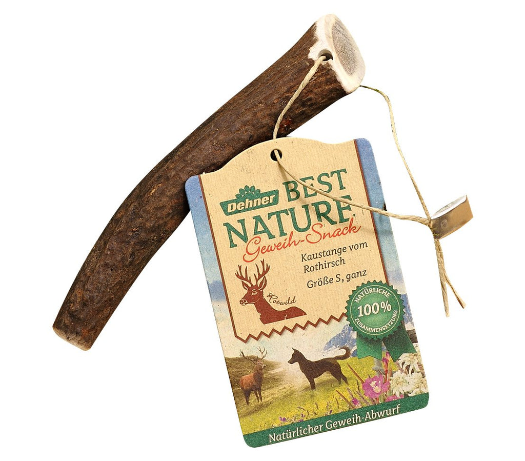 Dehner Best Nature dog snack, chewing stick, red deer antlers, whole, S (pack of 1) - PawsPlanet Australia