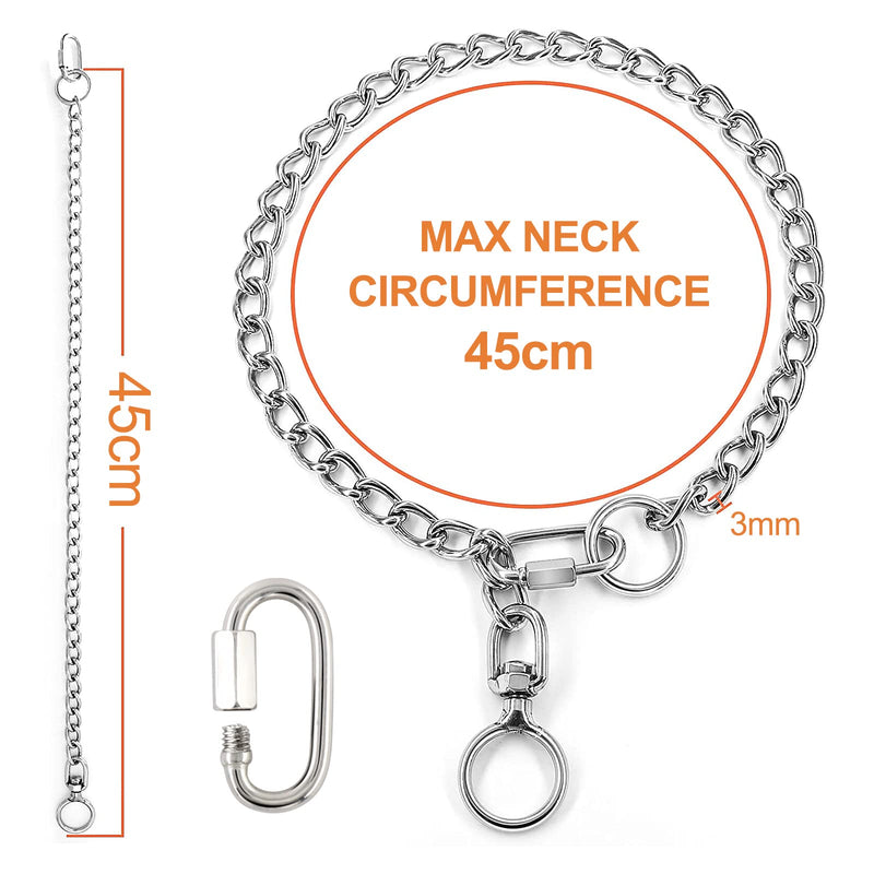 Chain Dog Collar, Stainless Steel Metal Chew Necklace Slip P Chain Collar with Connecting Clasp for Small Medium Large Dogs (A, S) A - PawsPlanet Australia