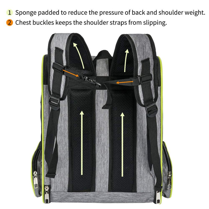 [Australia] - FREESOO Dog Carrier Backpack Pet Carrier Back Pack Adjustable & Foldable & Breathable Carrying Travel Bag for Small Dogs Cats Puppies for Hiking Camping Traveling Outdoor Grey 