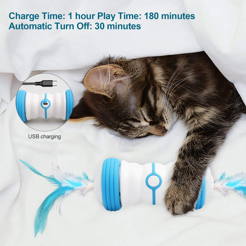 Interactive Cat Toy, Automatic Feather Cat Toys for Indoor Two-Speed Irregular Moving LED Light Toys for Kitten Cats USB Rechargeable Self Rotating Smart Toys All Floors Carpet Available - PawsPlanet Australia