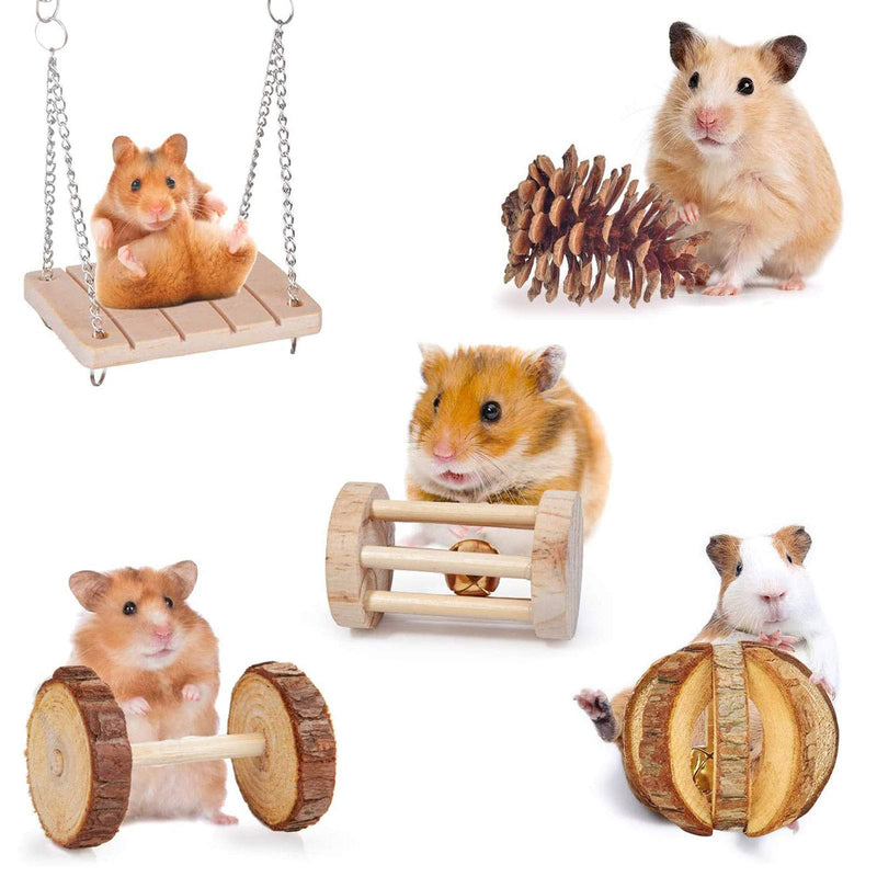 [Australia] - Hamster Chew Toys,Natural Wooden Watermelon Balls Bell Roller Teeth Care Molar Toy for Chinchilla Bird Bunny,Guinea Pig Rat Gerbil Chew Toys Accessories,Fun Pet Balls Small Pets Play Toy of 10 Pack 