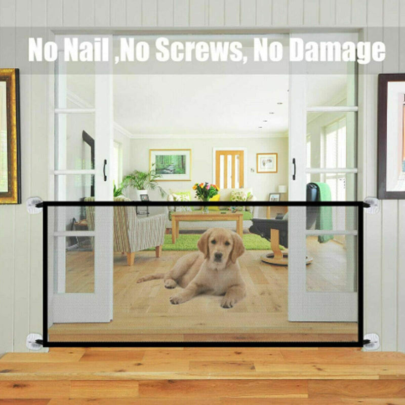 Magic Gate for Dogs 110x72cm Retractable Dog Gates Indoor Portable Folding Mesh Retractable Gate for Babies Pet Safety Enclosure with Install Accessories and Instruction Safety Stair Gate for Children - PawsPlanet Australia