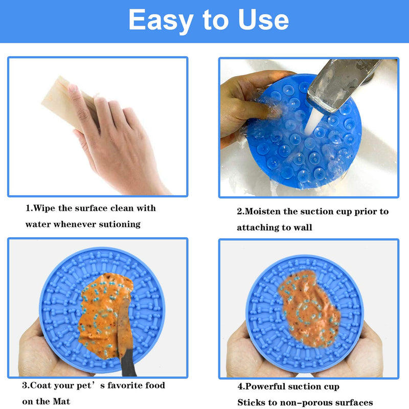 Reastar Dog Washing Distraction Device 2pcs Dog Lick Mat Dog Lick Pad Dog Bath Lick Mat with Suction Slow Feeder - for Easy and Fun Shower Pet Bathing Grooming (Blue&Red) - PawsPlanet Australia