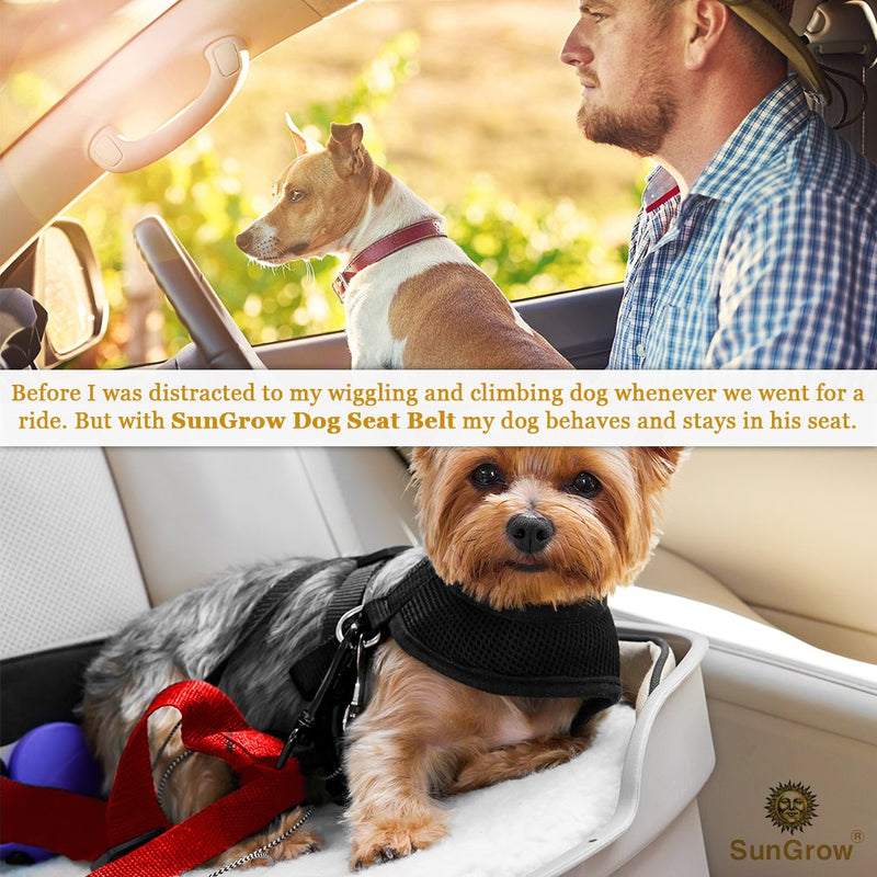 [Australia] - 2 Dog and Cat Car Seat Belts, Prevent Stress from Traveling in Crate/Kennel, Allow Breathing Fresh air, No Risk of Pets Jumping Out of The car Accidentally, Adjustable & Supports All Cars 