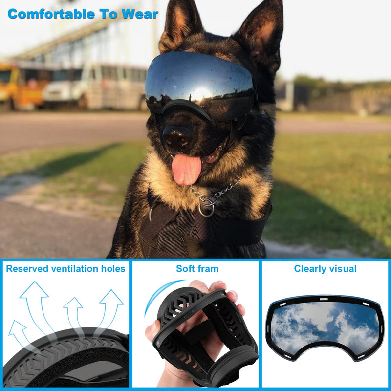 Dog Goggles, Ownpets Goggles with Adjustable Strap, Magnetic Design, Detachable Lens and UV Protection for Middle-Large Size Dog, Alaskan Malamute, Samoyed, Labrador and Border Collie Black - PawsPlanet Australia