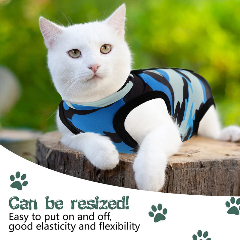 Reginary 2 Pieces Cat Recovery Suits Breathable Cat Recovery Body Wrap Anti-Licking Cat Suit for Cats Dogs Abdominal Wounds Recovery Weaning Camouflage Pattern Small - PawsPlanet Australia