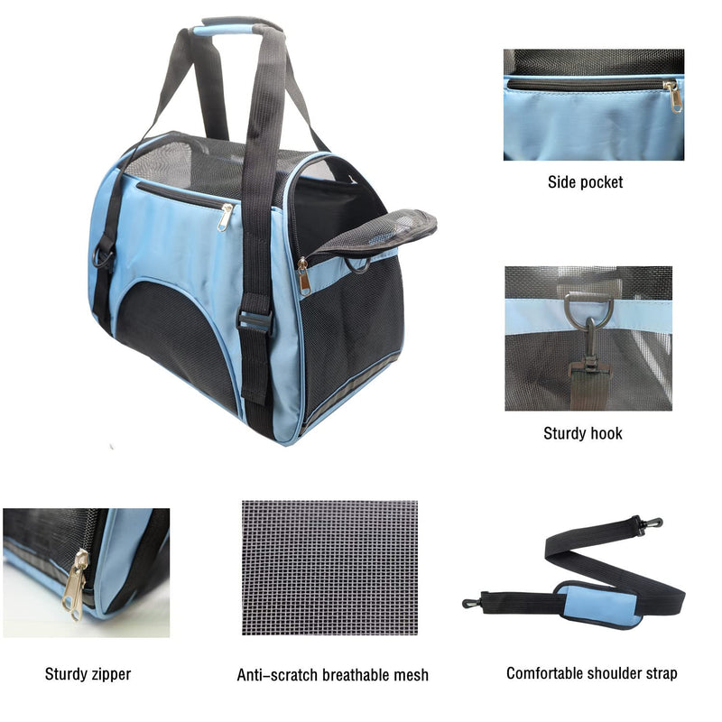 Tecageaon Pet Carrier Airline Approved Cat Carrier Dog Carrier for Medium Small Cats Small Puppy Kitten,Dog Cat Pet Travel Carrier (Small, Blue) S - PawsPlanet Australia