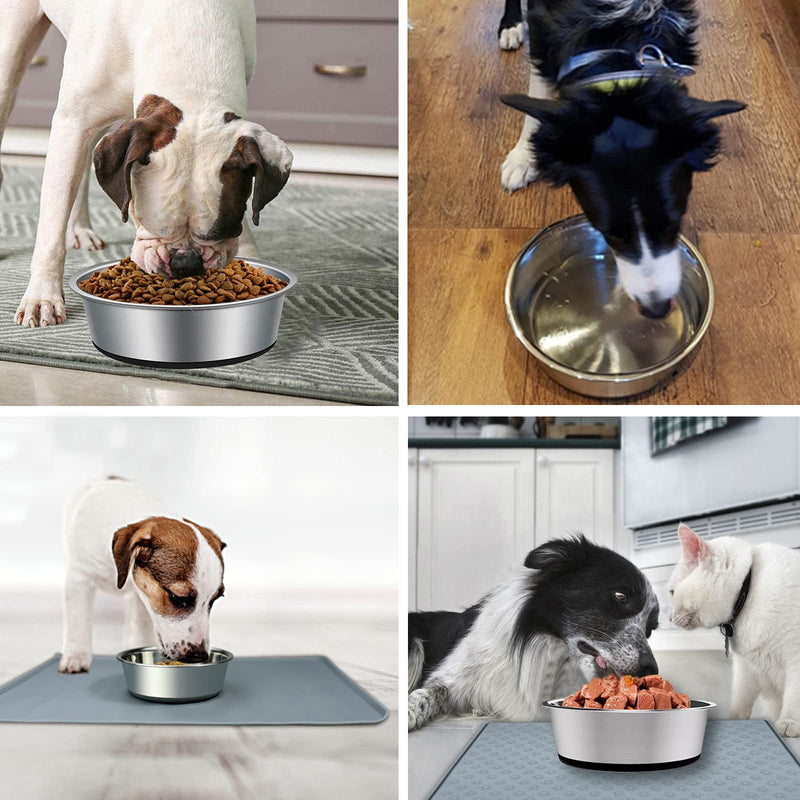 SUOXU Thick Stainless Steel Dog Bowls, Big Dog Bowl Pet Feeding Bowls Dog Cat Plate Bowls With Non-slip silicone Bases,medium and large Dog Feeder Bowls and Water Bowls(L-20CM) L Black - PawsPlanet Australia