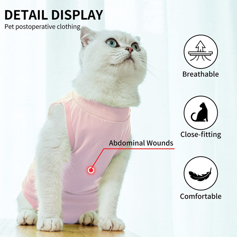 TORJOY Kitten Onesies, Cat Recovery Suit Professional for Abdominal Wounds or Skin Diseases,After Surgery Wear Anti Licking Wounds,Breathable E-Collar Alternative for Cat S Pink - PawsPlanet Australia