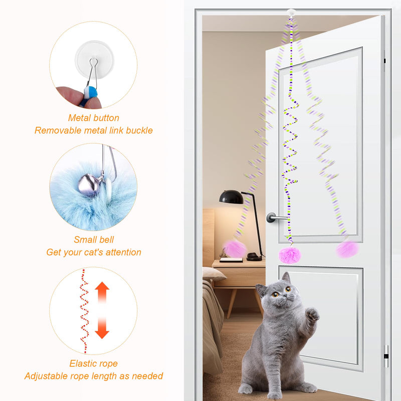 EMOIEMO cat toy, 4 pieces interactive cat toy with spring and bell, bouncing interactive cat toy, bouncing retractable for cat exercise and against boredom - PawsPlanet Australia