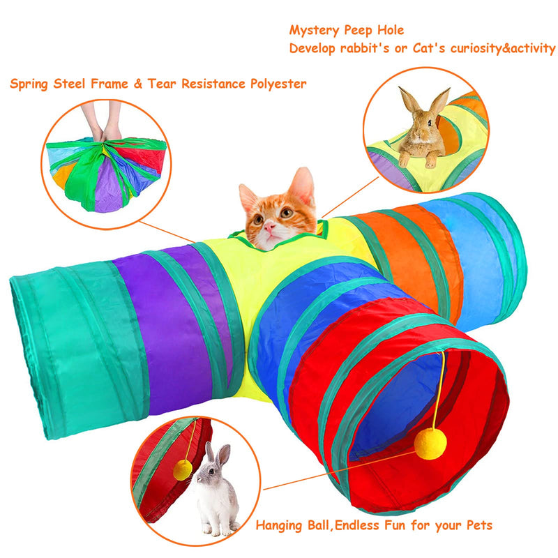 SUPJADE Rabbit Bunny Cats Tunnels-Toys - Tube Collapsible 3 Way Rabbit Guinea Pigs Hides Hideout Small Animal Activity Toys Kitten Tunnel Tube - PawsPlanet Australia