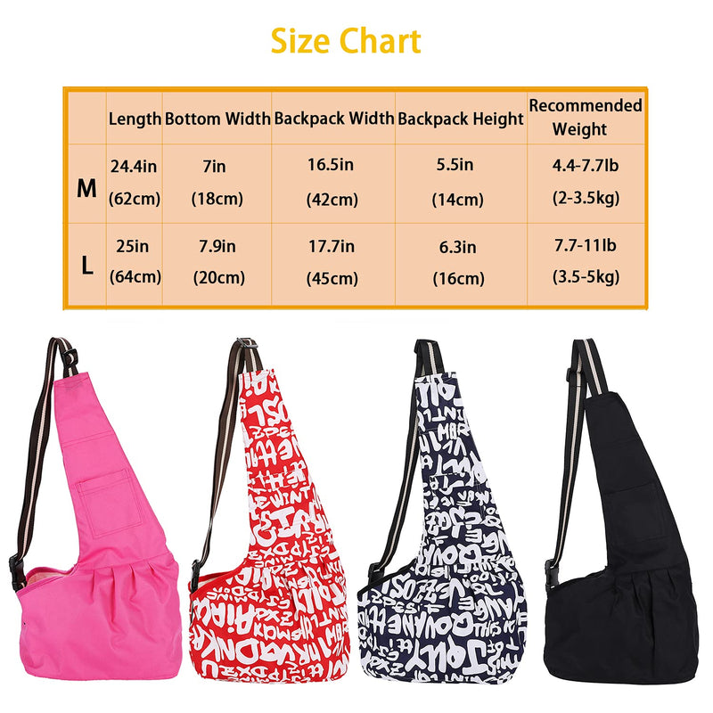 Pet Dog Cat Sling Carrier Puppy Carry Bag Hands Free Pet Travel Carrier Bag Kitty Rabbit Shoulder Bag Handbag Pouch Breathable Pet Tote Bag with Adjustable Shoulder Strap for Outdoor Walking Hiking M Black - PawsPlanet Australia