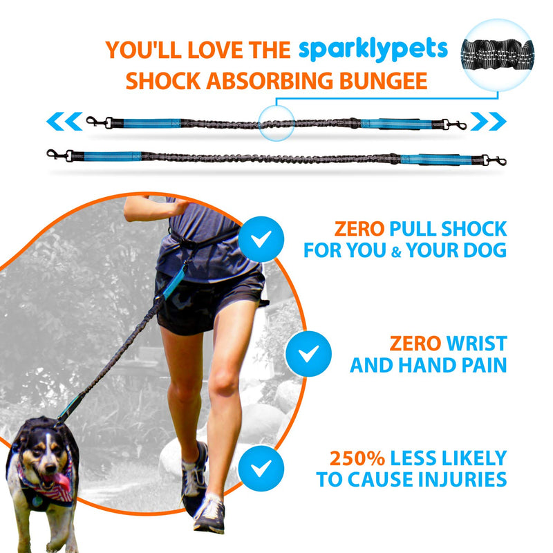 SparklyPets Hands-Free Dog Lead for Medium and Large Dogs  Professional Harness with Reflective Stitches for Training, Walking, Jogging and Running Your Pet (Blue, For 1 Dog) Blue - PawsPlanet Australia