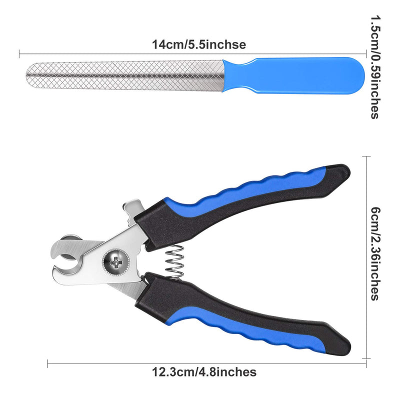 Pet Nail Clipper Animal Claws Scissor Cut Set Kit Stay Peaked Pet Nail Clippers Dog Nail Clippers Stainless Steel Claw Cutters for Dogs Cats Birds (Blue and Black, Straight Handle) - PawsPlanet Australia