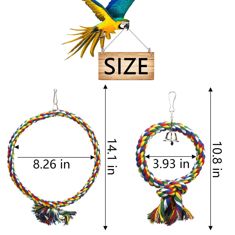 Mygeromon Bird Parrot Swing Rope Perch Cage Hanging Toys for Small Birds/Cockatiels/Lovebirds - PawsPlanet Australia