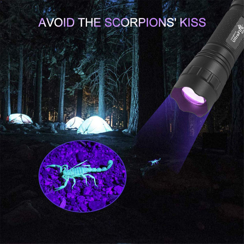 [Australia] - UltraFire 5W UV Flashlight,Infinite Dimming 395-405 nm BlackLight LED Flashlight,Zoomable,With Rechargeable Battery And Charger,For Dog/Cat Urine, Dry Stains, Bed Bugs, Scorpions,A/C Leak Detector 