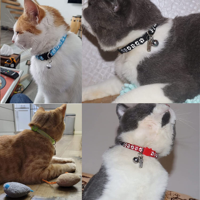 Cat collar, cat collar with name address, cat collar with safety clasp and bell, reflective collar cat adjustable (12 pieces + 2 ID tag) - PawsPlanet Australia